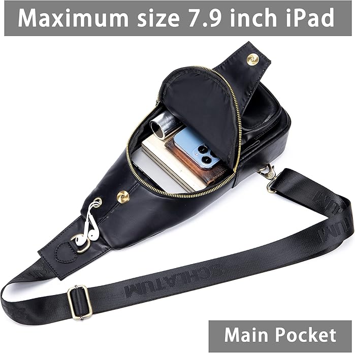 LUKZIJAES Genuine Leather Sling Bag for Men