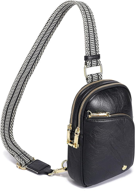 INICAT RFID Blocking Sling Bag Leather Crossbody Bags for Women Fanny Pack Cross Body for Woman Chest Bag for Travel 1.9L