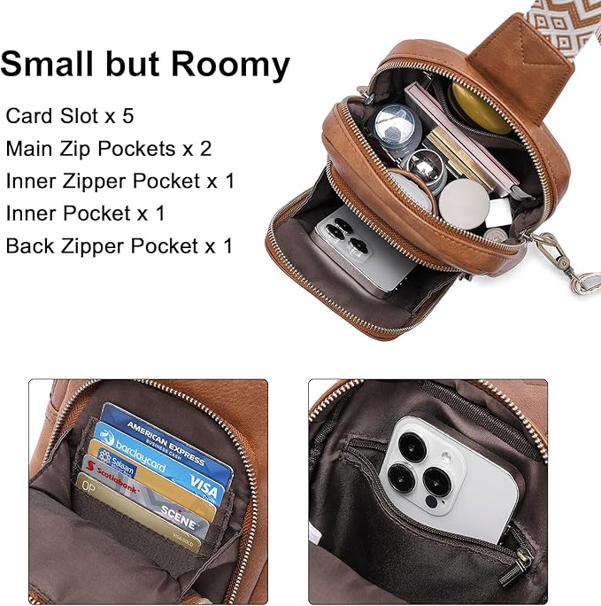 CLUCI Crossbody Bags for Women Men,Leather Sling Bag Cross Body Backpack for Woman Gifts for Women Birthday Unique