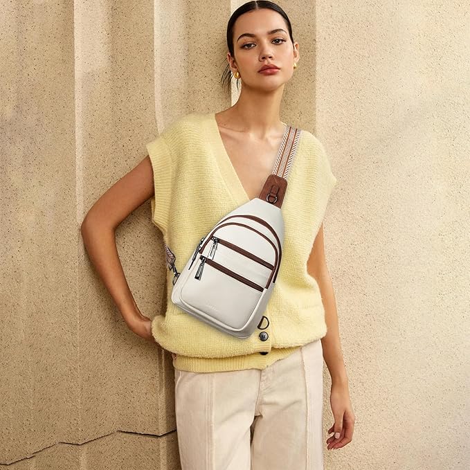 Sling Bag for Women Crossbody Bags Fanny Pack Sling Purse Backpack Vegan Leather Shoulder Bag Travel Anti Theft Beige