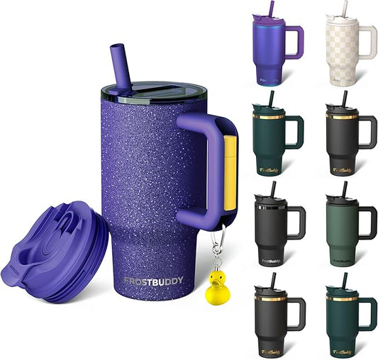 Thicc Buddy - 16 oz Stainless Steel Vacuum Insulated Tumbler with Lid and Straw for Water - Travel Mug Cupholder Friendly - Gifts for Women Men Him Her