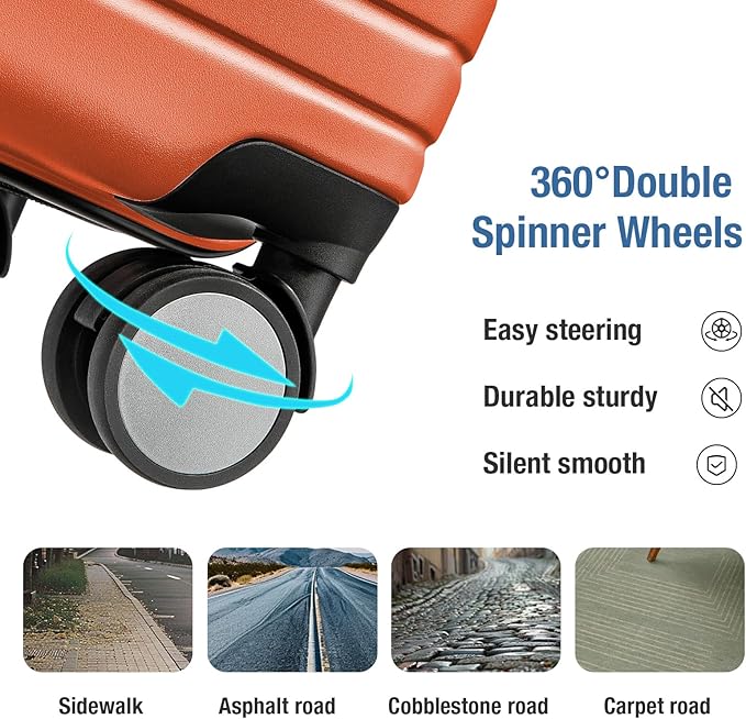 KYME Carry On Luggage 22x14x9 Airline Approved with TSA Lock Hard Shell Carry On Suitcase Lightweight Suitcases with Wheels Small Luggage for Men Women,Carry-On 20 Inch,Orange