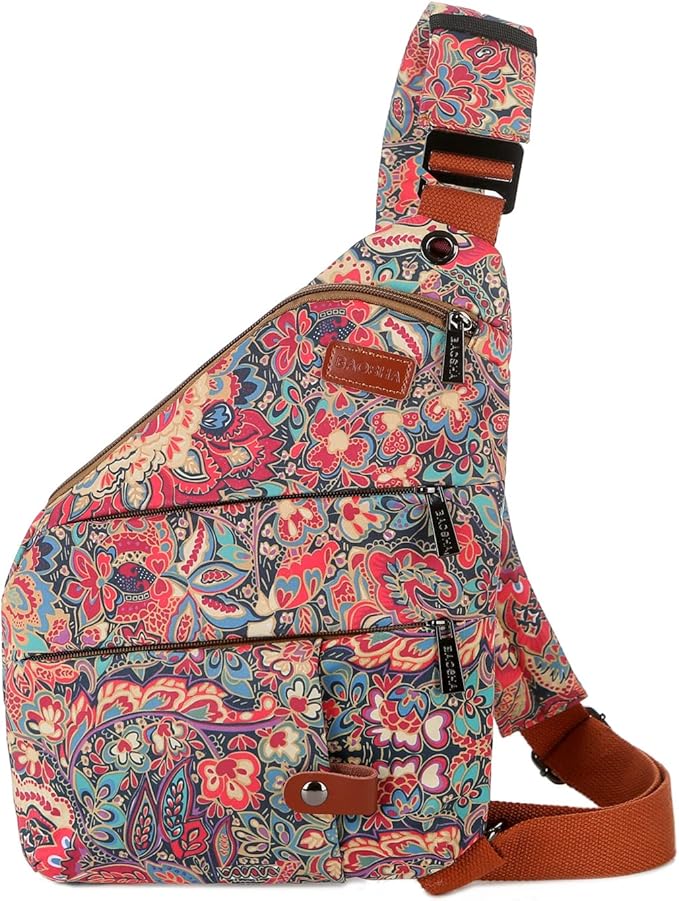 Women's Floral Small Sling Bag Anti Theft Travel purse Bag Crossbody Chest Shoulder Bag XB-16