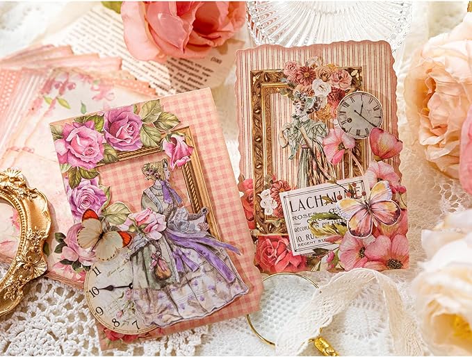 240 Sheets Floral Vintage Scrapbook Paper Assorted Set, 8 Pack Mixed Vintage Paper for Scrapbooking Planner Letter Writing Junk Journal Supplies Collage 4x5.5 Inch