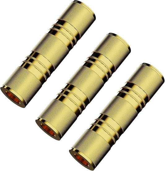 3.5mm Female to Female aux Adapter, 3.5mm Stereo Jack to 3.5mm Stereo Jack Adapter Connectors Stereo Coupler Female to Female Gold - 3pcs