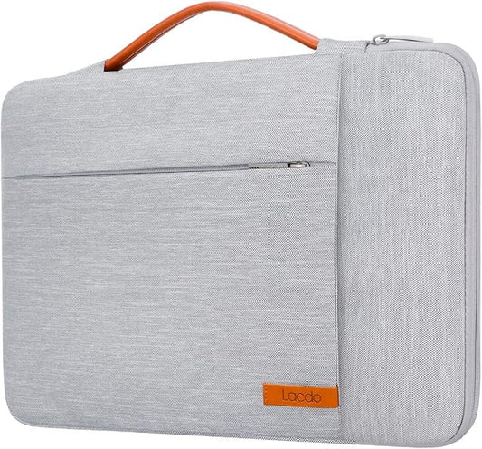 Lacdo 360° Protective Laptop Sleeve Case for 15 inch New MacBook Air M4 A3241 2025, M3 A3114, M2 A2941 2024-2023, 15 inch MacBook Pro A1990 A1707, Dell XPS 15 Plus Computer Bag, Water-Resistant, Gray