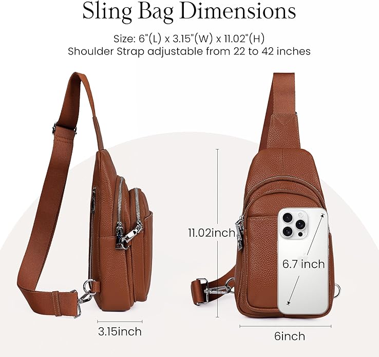 befen Genuine Leather Small Sling Bag for Women Anti-Theft Crossbody Chest Bags Fanny Packs for Travel with RFID Card Slots