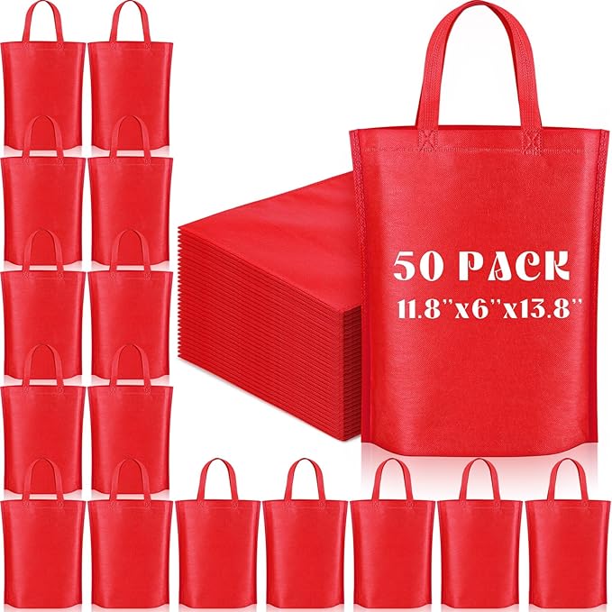 Windyun Reusable Grocery Bags Large Non Woven Shopping Bags with Handle Foldable Portable Tote Carryall Bulk 11.8x6x13.8 Inch