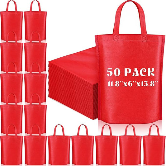 Windyun Reusable Grocery Bags Large Non Woven Shopping Bags with Handle Foldable Portable Tote Carryall Bulk 11.8x6x13.8 Inch