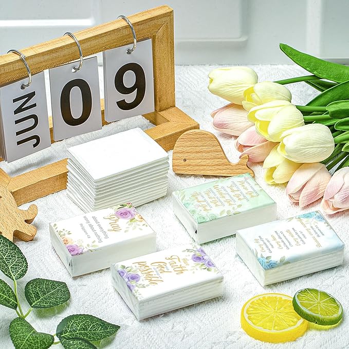 120 Pack Bible Theme Facial Tissues Individual Pack Bulk Christian Pocket Size Travel Kleenex with Floral Pattern for Holiday Graduation Ceremony Wedding Church Supplies 3 Ply