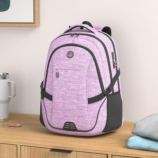 SHRRADOO Anti Theft Laptop Backpack Travel Backpacks with usb Charging Port for Women Men High School College Backpack Computer Bag Fits 17 Inch Laptop,Purple