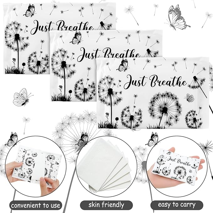 PerKoop 100 Packs Travel Size Tissues Disposable Pocket Facial Tissues Bulk for Travel Wedding Guest School Wallet Purse Home Supplies, 1000 Sheets 3 Ply(Dandelion)