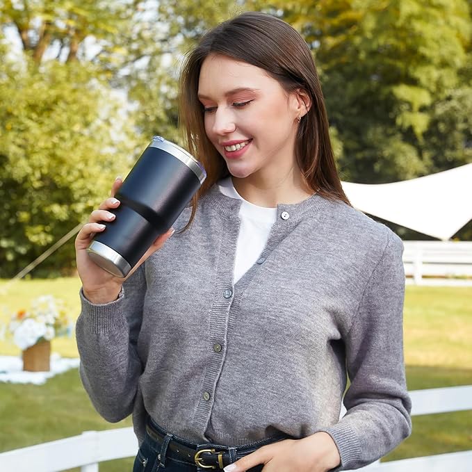 MEWAY 30oz Tumbler Double Wall Vacuum Insulated Travel Mug, Stainless Steel Tumbler with Lid, Durable Powder Coated Insulated Coffee Cup for Cold & Hot Drinks (Black,1 PACK)