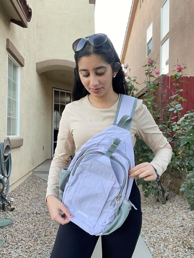 G4Free Sling Bag RFID Blocking Sling Backpack Crossbody Chest Bag Daypack for Hiking Travel (Taro Purple)