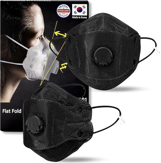 Particulate Respirator Mask with Valve, Flat Fold Design, Breathable Respirator Mask for Dust Sanding, Made in Korea