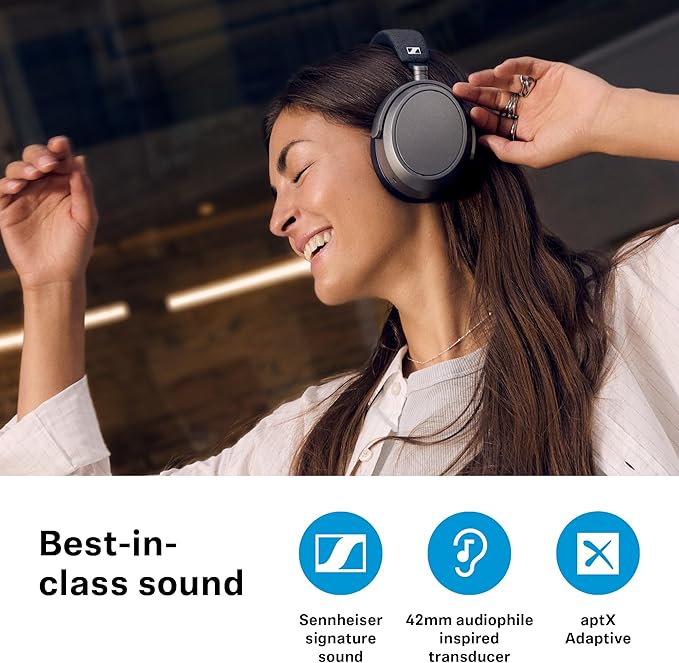 Sennheiser MOMENTUM 4 Headphones - Bluetooth Headset for Crystal-Clear Calls, Adaptive Noise Cancellation, 60h Battery Life, Lightweight, Graphite