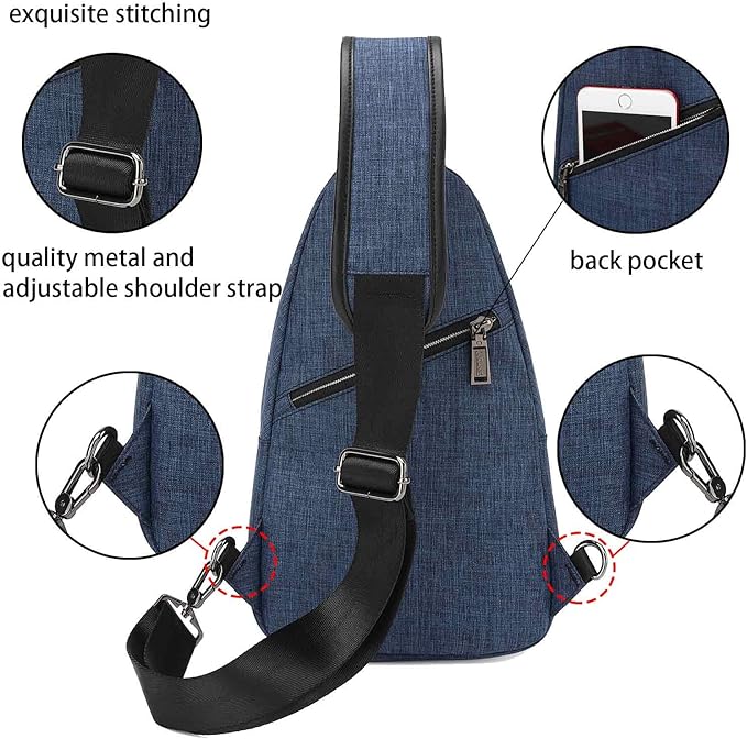 Small Sling Bag Crossbody Backpack Over the Shoulder Bag for Men Women Travel Outdoors, Lightweight Sling Chest Pack (Large, Blue)