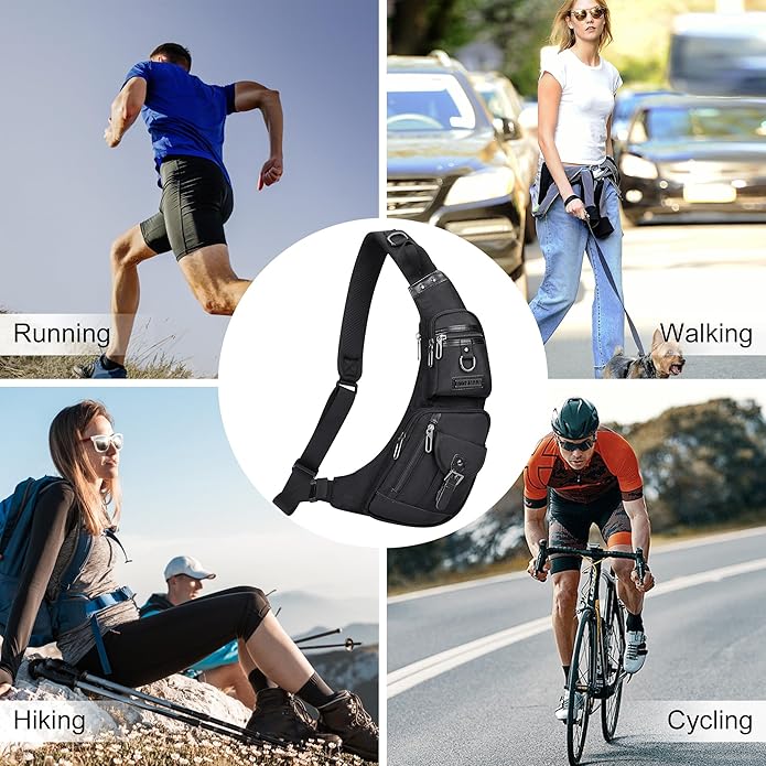 WITZMAN Sling Bag for Men Crossbody Bags Travel Slim Chest Bag One Strap Lightweight Casual Daypack