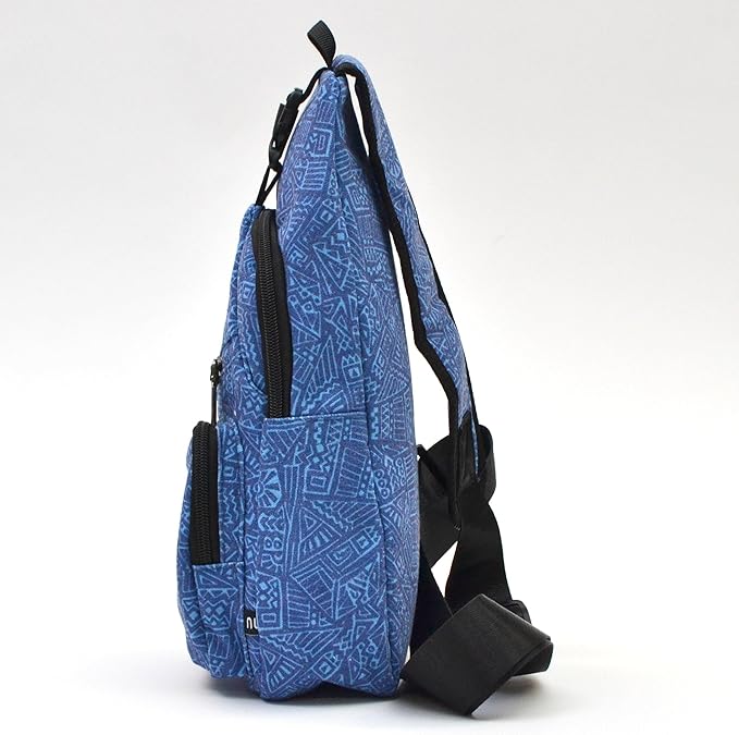 Anti-Theft Daypack Crossbody Sling Backpack, USB Charging, Lightweight Day Pack for Travel, Hiking, Everyday, Regular, Blue Aztec