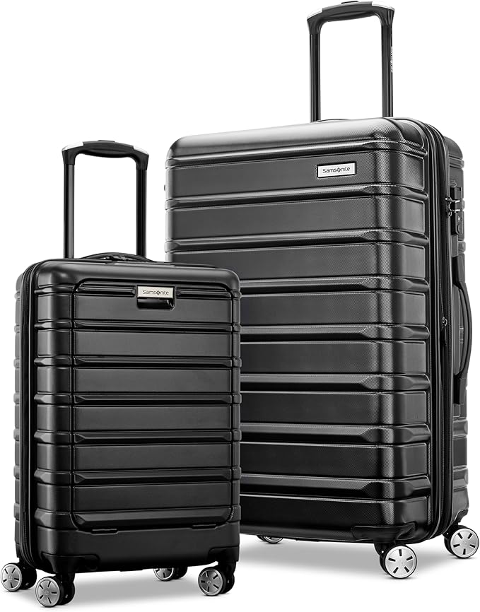 Samsonite Omni 2 Hardside Expandable Luggage with Spinner Wheels, PRO 2PC SET (CO/M), Midnight Black