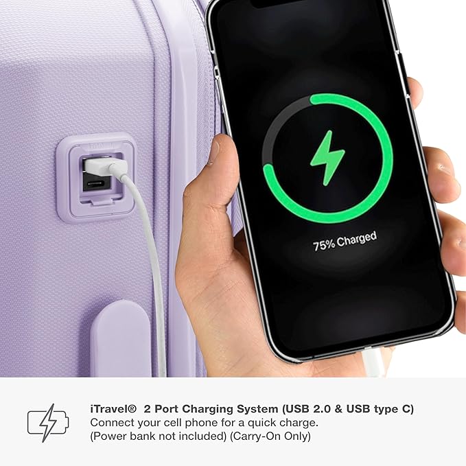 Traveler's Choice Pagosa Indestructible Hardshell Expandable Spinner Luggage, Lavender, 2-Piece Set (22/26)