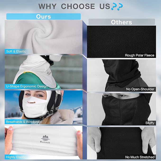 Ski Mask for Men Women, Nose Opening Breathable Warm Balaclava Face Mask Windproof for Skiing Snowboarding Cycling