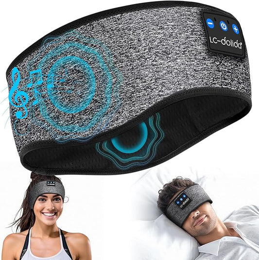 LC-dolida Sleep Headphones Bluetooth Headband, Wireless Headband with HD Speakers, Headphones Wireless for Side Sleepers, Sport, Yoga, Travel, Gifts for Mom, Men, Women, Teens, Kids