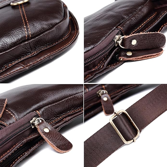 KPYWZER Vintage Leather Sling Bag Backpack for Men Crossbody Shoulder Chest DayPack Backpacks