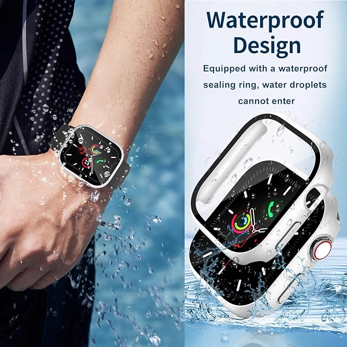 Waterproof Case for Apple Watch Series 10 42mm, Built-in Screen Protector with Tempered Glass [Touch Sensitive] Cover for iWatch S10 Accessories 42mm, Silver