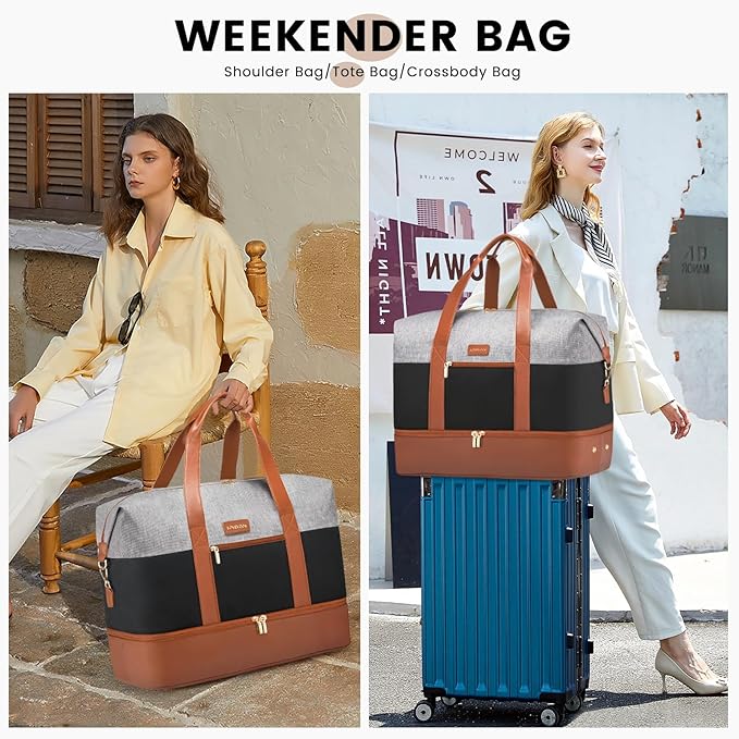 LOVEVOOK Weekender Bag, Large Travel Duffel Bag for Women with 2 Packing Cubes, Carry on Overnight Bag with Shoe Compartment, Mom Hospital Bags for Labor and Delivery