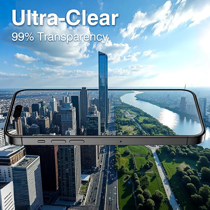 EZ-GLAZ- 4 Pack for iPhone 15 Pro Screen Protector [6.1"] With 2 Pack Camera Lens Protector, 9H+ Hardness 12FT Military Grade Shatterproof Scratch Resistant Durable Tempered Glass Film with Flawless Fit Kit, HD Clear