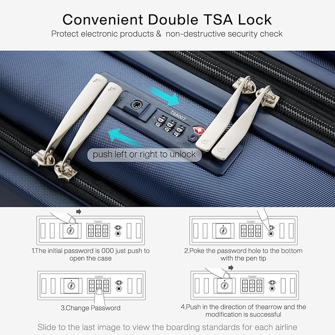Hanke Grace Expandable Carry On Luggage with Wheels Airline Approved Hard Shell Suitcases with Front Pocket，Top Opening Luggage with TSA Lock for Short Business Travel, Dark Blue.