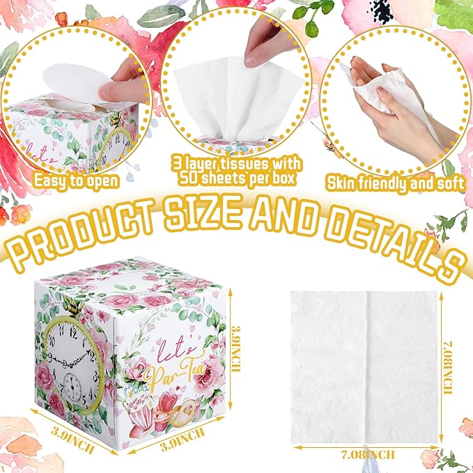 12 Pack Summer Watercolor Roses Floral Facial Tissues Cube Boxes 600 Sheets 3 Ply Small Flower Square Face Tissues Bulk for Summer Car Bedroom Supplies
