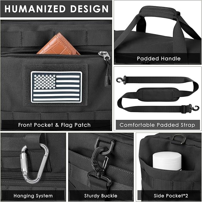 ETRONIK Travel Bag for Men Women, Gym Bag & Tactical Duffle Bags for Travel, Carry on with Toiletry Bag and Shoe Compartment, Weekender Overnight Trip with Wet Pocket for Workout Medical, Black