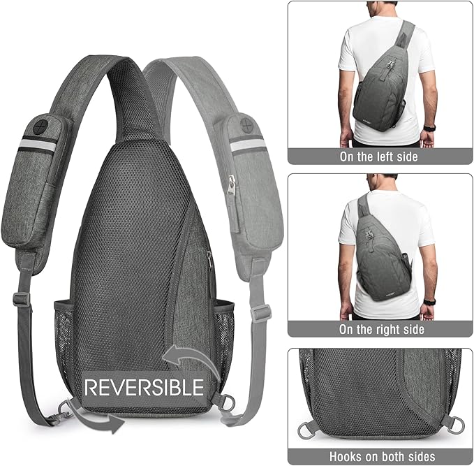 G4Free Sling Bag RFID Blocking Sling Backpack Crossbody Chest Bag Daypack for Hiking Travel(DimGray)