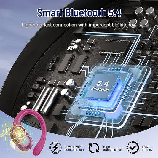 Wireless Earbuds Bluetooth 5.4 Headphones 75H Stereo Deep Bass Sports Over Ear Buds with Earhooks, LED Display Bluetooth Earbuds with 4 ENC Mic, IP7 Waterproof Earphone for Running, Rose Gold