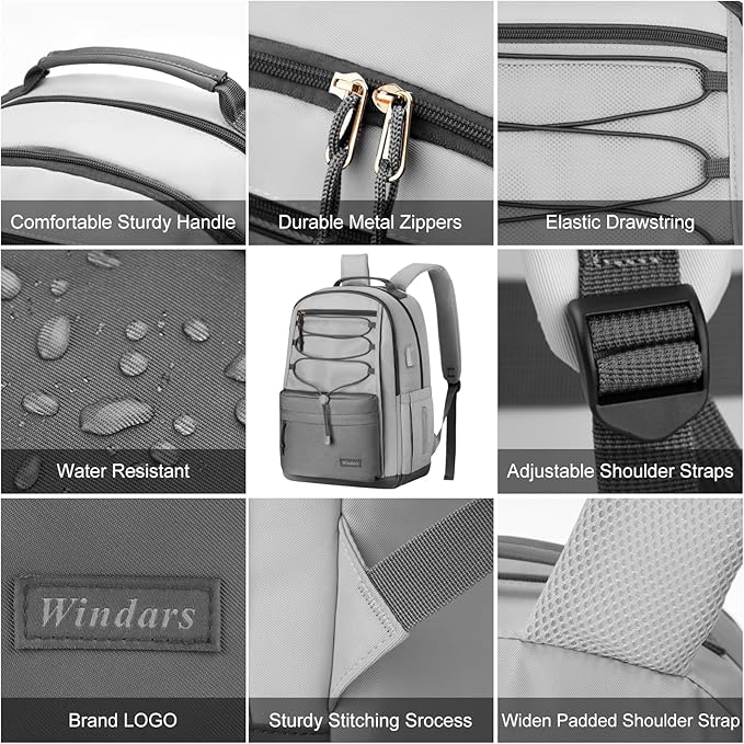 School Backpack for Teens Girls, Aesthetic College Backpack Large Bookbag for Women Students Fashion 15.6 Inch Laptop Bag for Work Travel (Dark Grey & Light Grey)