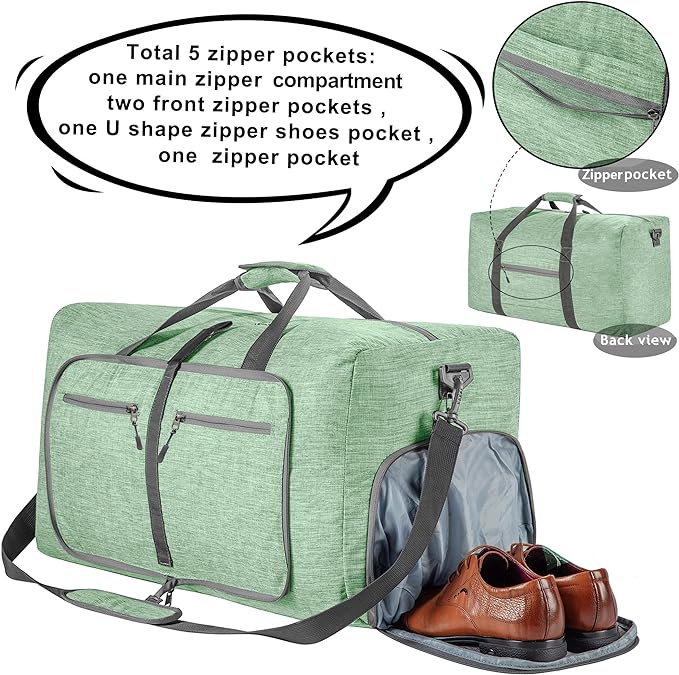 Vomgomfom Travel Duffle Bag for Men,65L 85L 115L Foldable Travel Duffel Bag with Shoes Compartment Overnight Bag for Men Women