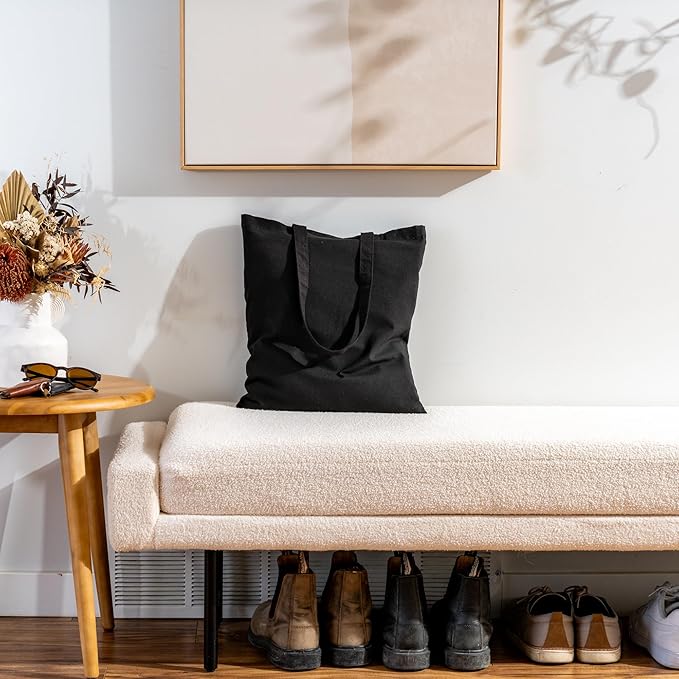 Carrywell |Not Made In China| Cotton Tote Bags, Lightweight Reusable Grocery Shopping Bag, Blank Bulk Cloth Totes with Handles, Great For Custom Screen Print and Gifts (15"x16")