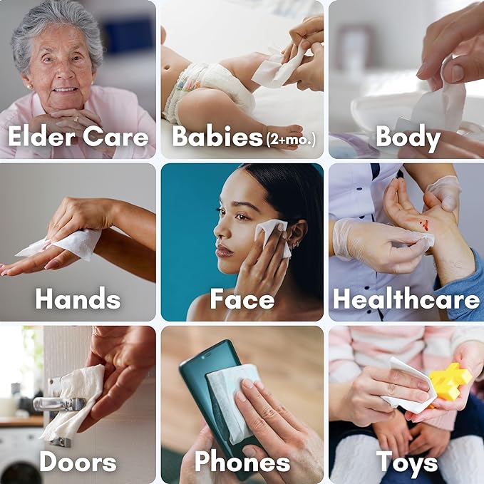 XL Individually Wrapped Nurture Antibacterial Body & Hand Wipes | Alcohol-Free Antiseptic Wet Disinfecting Towelettes for Germ Removal, Sanitizing Hands |Cleaning Cloths| Adults & Baby| Thick & Strong