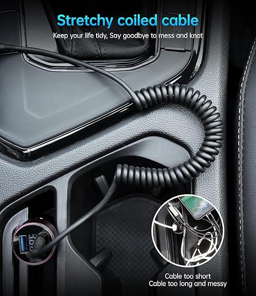Coiled USB C to C Cable for Car 5FT, USB Type C Charger Cable 100W Short USBC Fast Charging Cable for iPhone 17/16/15/Pro/Plus/Pro Max/Samsung Galaxy S23, Compatible All Type C Devices-Black 2Pack