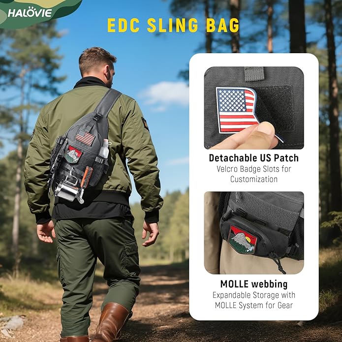 HALOVIE Crossbody Sling Bag Anti Theft Crossbody Backpack RFID Sling Backpack Lightweight Travel Hiking Chest Bag