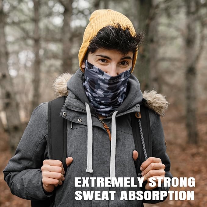 HONGTEYA 6 Pack Neck Gaiter Face Mask: Breathable Windproof Face Cover Balaclava High Elastic Earloop Bandana for Men Women