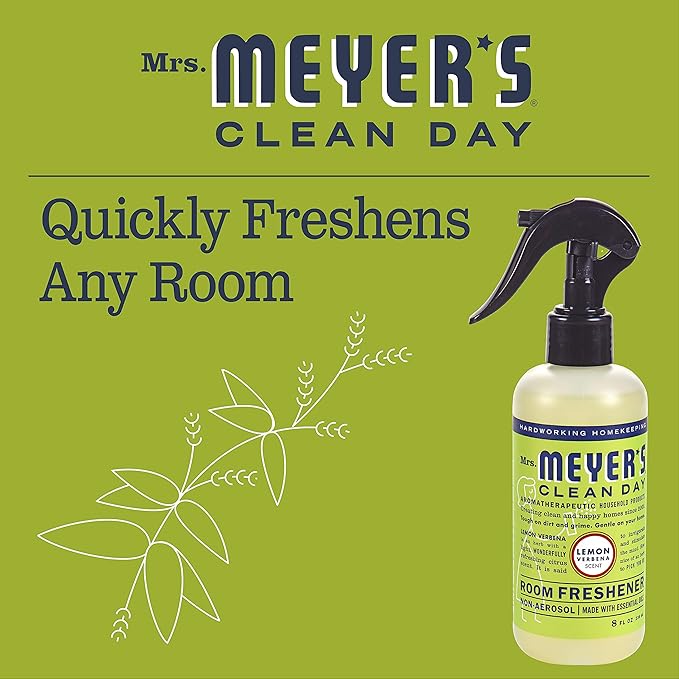 Mrs. Meyer's Clean Day Room Freshener Spray Bottle, Lemon Verbena Scent, 8 Fl oz (Pack of 2)