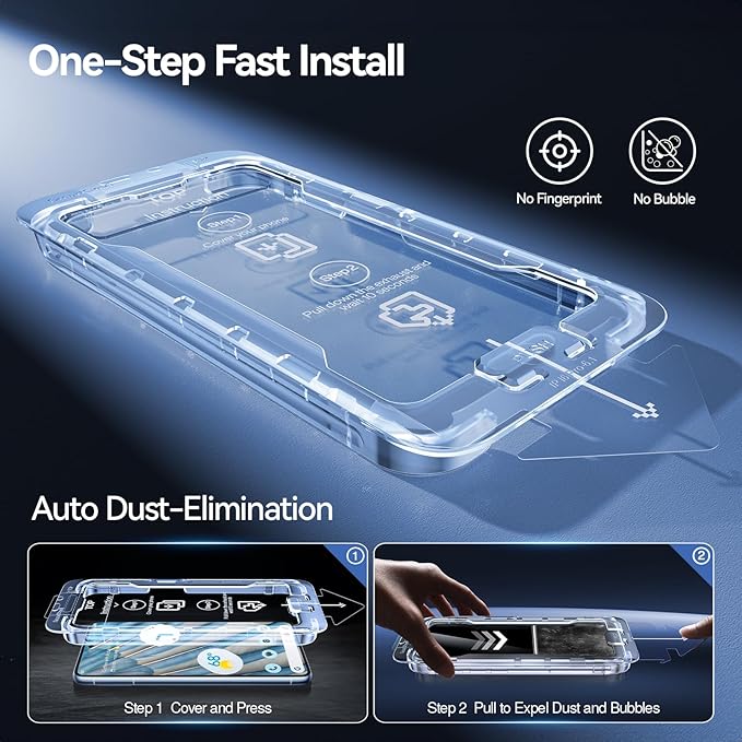 SMARTDEVIL [3+3 Pack for Google Pixel 7 Screen Protector with Camera Lens Protector, Finger Print Reader Compatible, Fast & Easy Installation, Clear 9H Tempered Glass Film, Alignment Frame