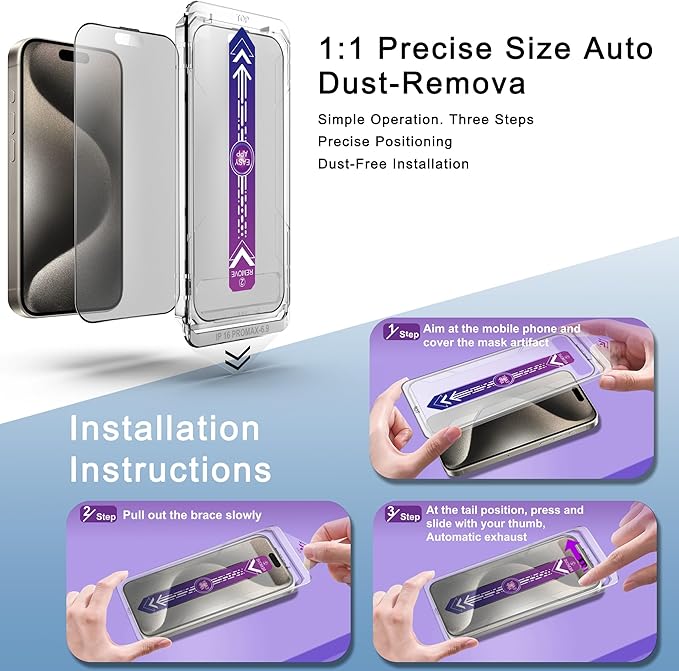 2 Pack Matte Screen Protector for iPhone 16 Pro Max 6.9-Inch Auto Dust Removal, No Bubbles, Tempered Glass Film, Easy Installation