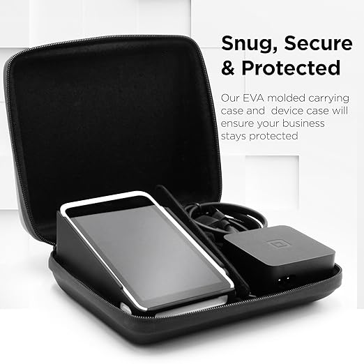ENCASED Square Terminal Carry Case with Protective Cover and Screen Protector - EVA Hard Shell Travel Carrying Bag with Cover and Tempered Glass Guard - Fits Device, Charger and Accessories (3Pc Set)