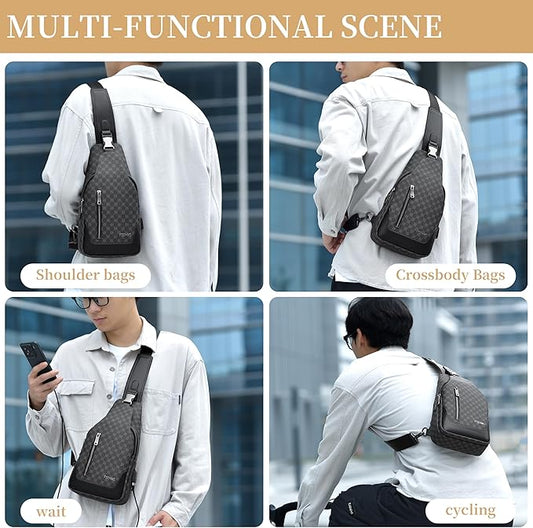 FSD. WG sling Backpack for Men Chest Bag Crossbody Shoulder Bags Travel Hiking Bag Purse for Men with Water Resistant