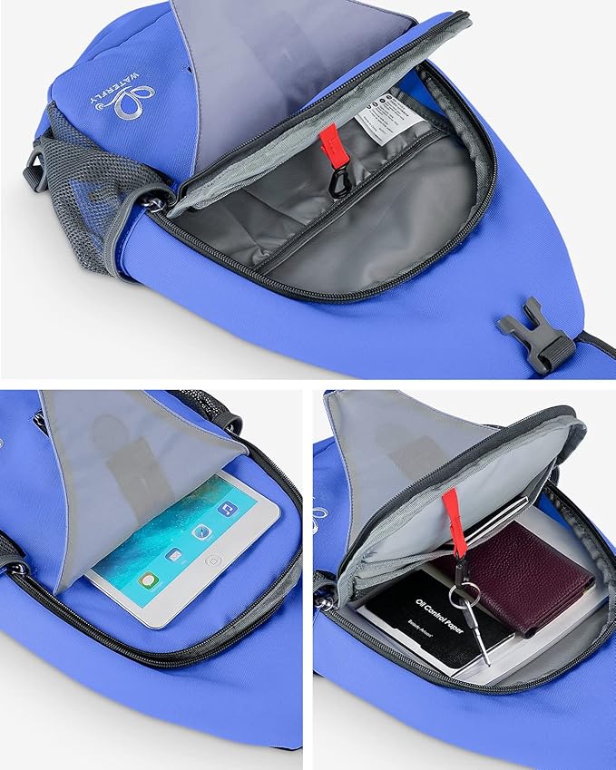 WATERFLY Crossbody Sling Backpack Sling Bag Travel Hiking Chest Bag Daypack