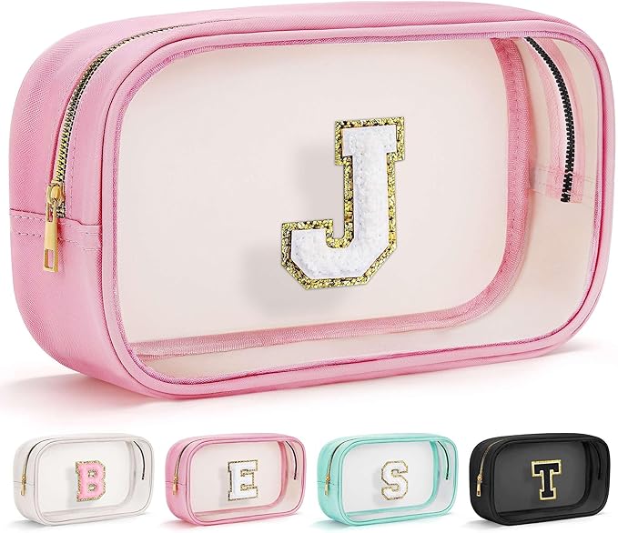 YOOLIFE Christmas Gifts for Grandkids Teacher Gift Travel Toiletry Bag Clear Makeup Bag Travel Essentials Christmas Gifts for Girls Teen Girlfriend Kids Birthday Gift Stocking Stuffers Pink J